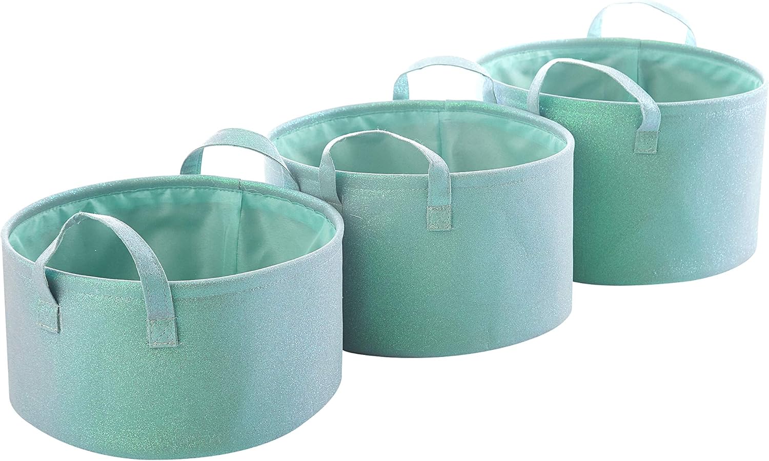 Urban Shop Glitter Storage Bin, Set of 3, Mint Everything