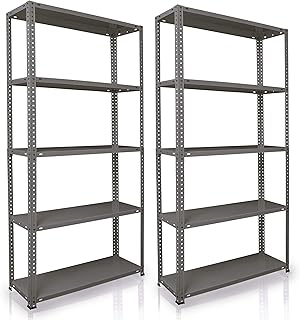 NAWA Home & Work Lot de 2 étagères de rangement pour cave/atelier/étagère de garage, étagère pratique et polyvalente (180 x 90 x 30 gris)