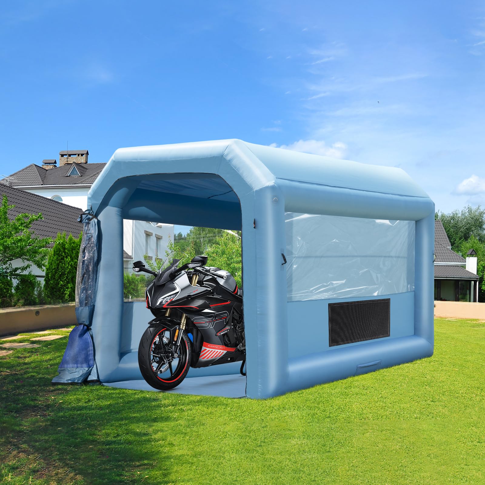 VEVOR Cabine de Peinture Gonflable 4x3x2,75 m, Tente Peinture Gonflable Automobile avec Souffleurs Puissants de 750 W et Système de Filtration, Station de Travail pour Pose de Peinture Atelier Garage