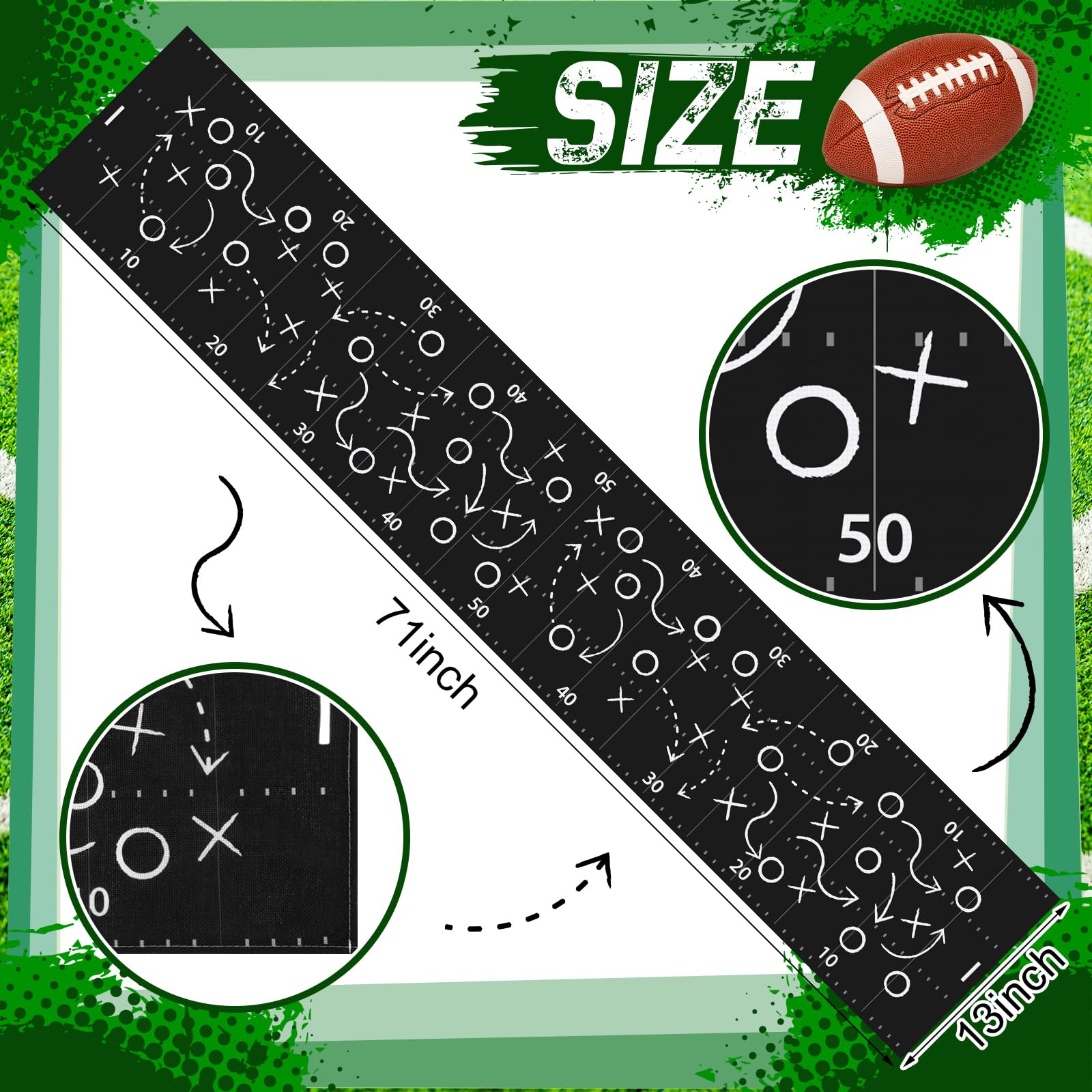 Nepnuser Football Table Runner Boy Sport Birthday Party...