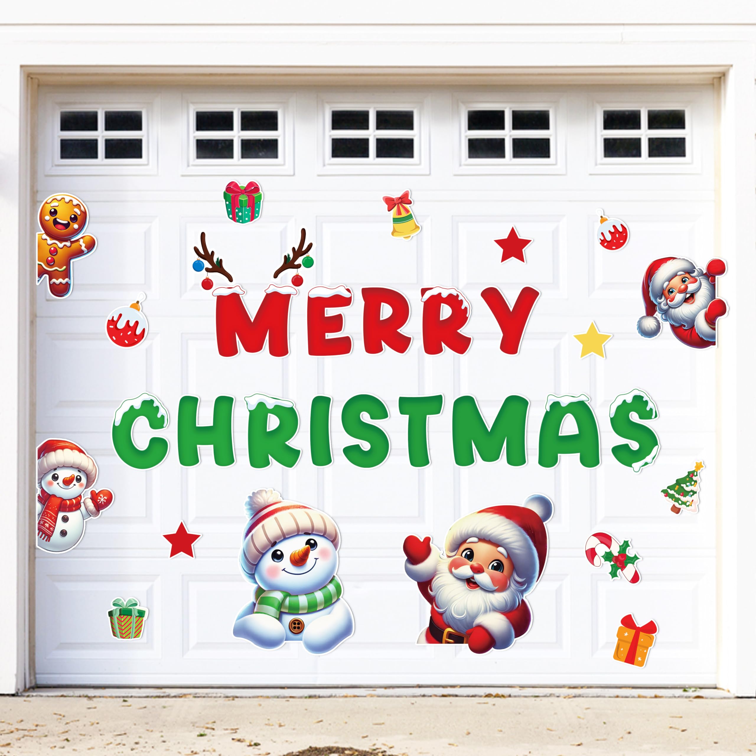 90shine Christmas Garage Door Decorations Magnets, Snowman Santa