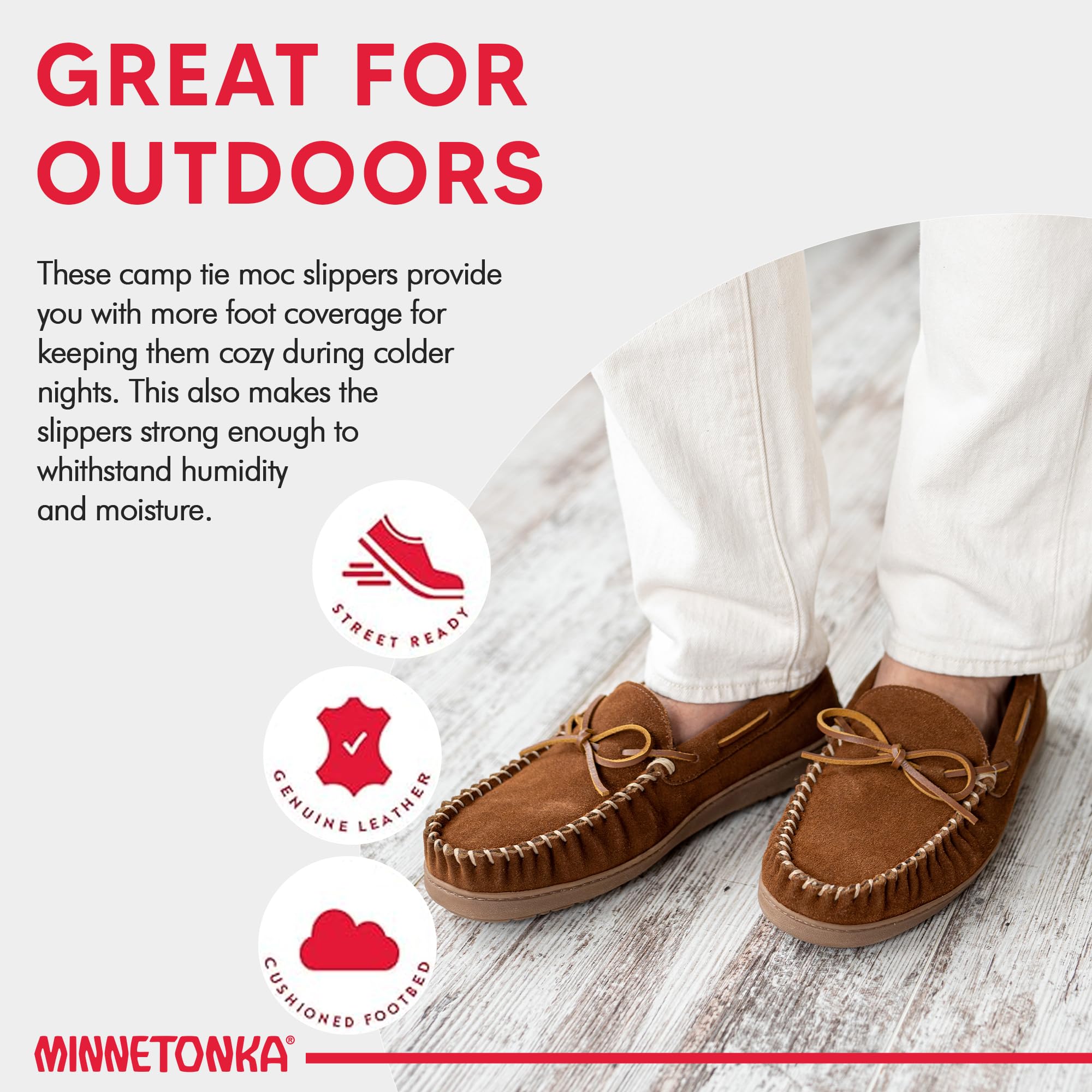 Minnetonka Women’s Camp Tie Moc — Cozy, Suede Moccasin Slippers for Women with Plush Pile Lining, Cushioned Footbed, and Durable Sole for Indoor & Outdoor Comfort
