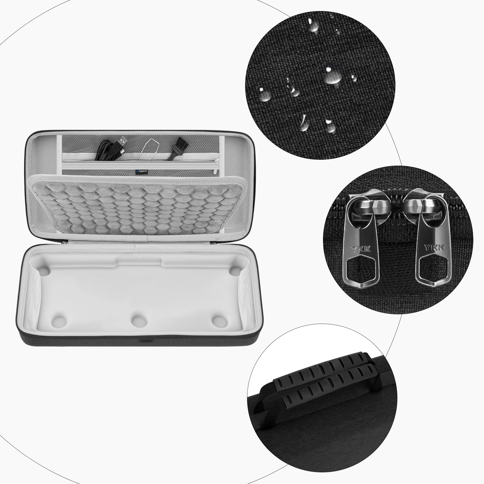 GEEKRIA Tastaturtasche, kompatibel mit GravaStar Mercury K1/ K1 Pro/ K1 Lite/ V75 Pro/ V75 Lite/ V75 HE/ V75 Pro HE, Eva Hartschalen-Reisekoffer-Ersatz (Dunkelgrau)