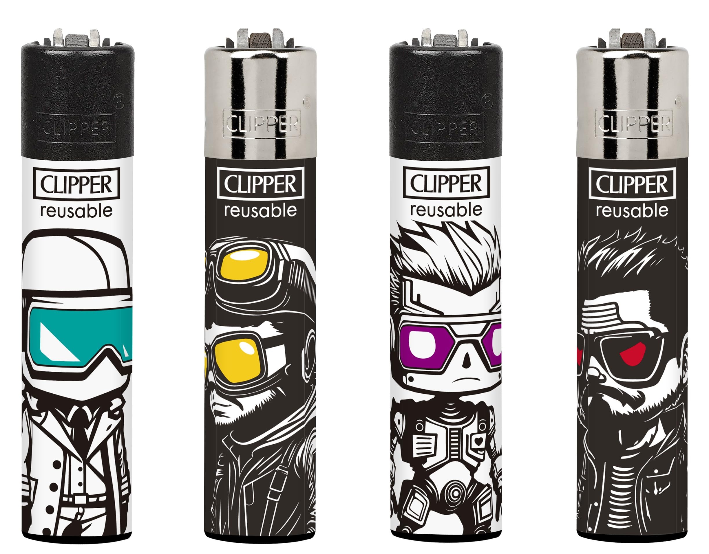 4 X CLIPPER LIGHTERS (BIG HEAD)