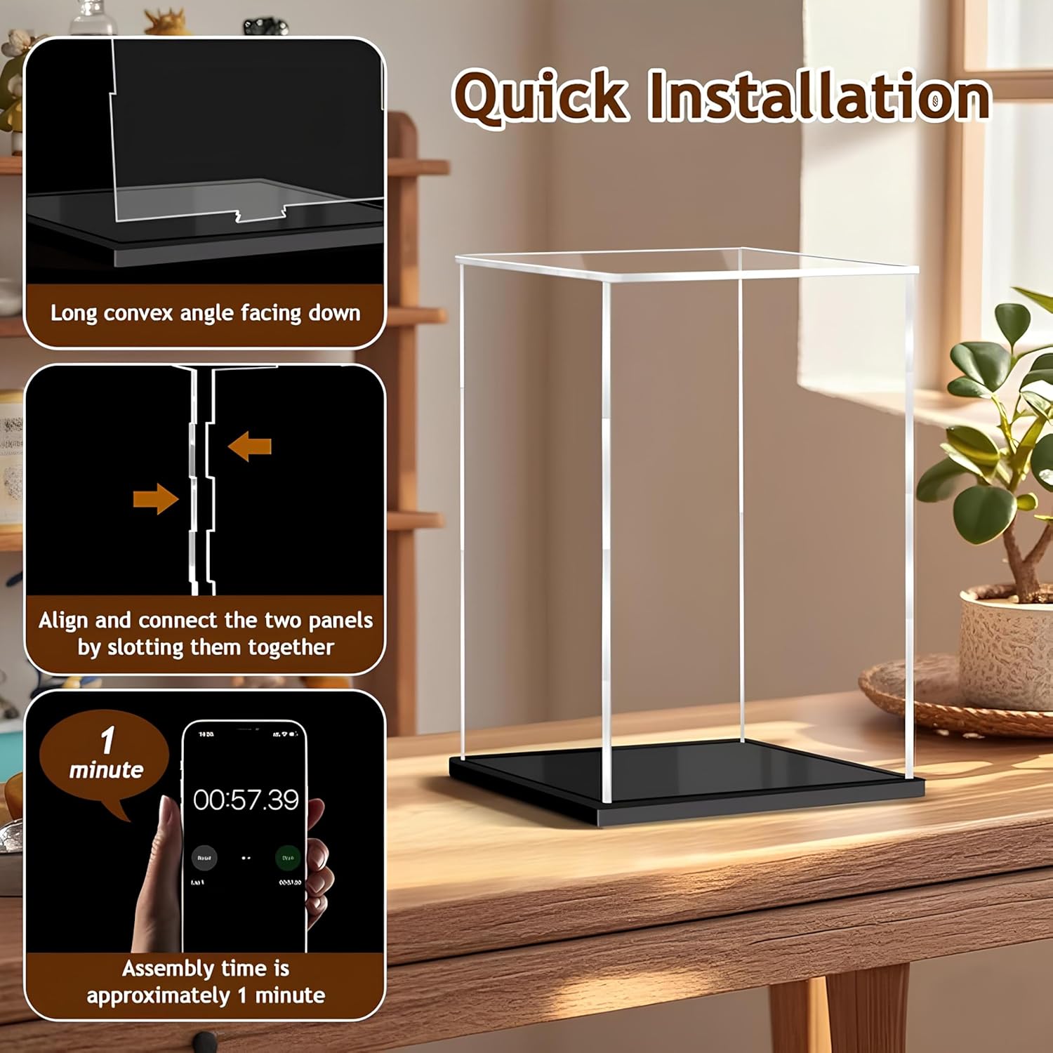 Stackable Storage Bins, Clear Acrylic Display Case,Acrylic Boxes with Lids, Clear Storage Containers Storage for Handbags, Collectibles & Figures,6x26x8in(LxWxH)