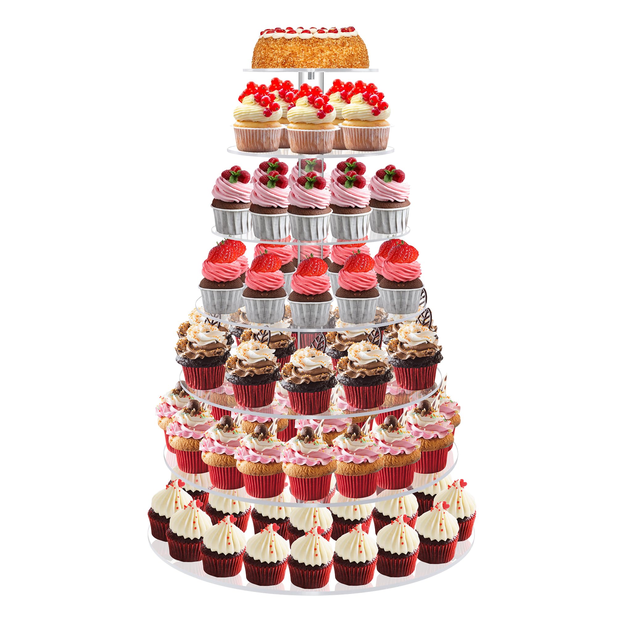 Cupcake-Ständer für 70 Cupcakes, 7 Etagen, Acryl, rund, abgestufter Cupcake-Halter