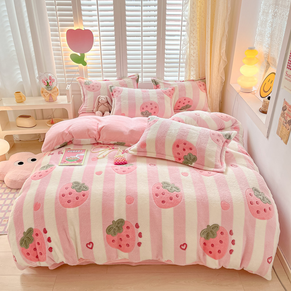 Amazon.com: OranFran Pink Strawberry Kids Duvet Cover Set Cute