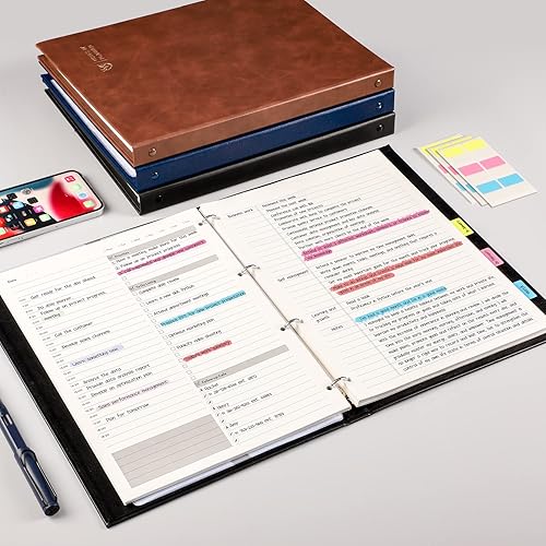 Miniatura 6 de EMSHOI Agenda diaria sin fecha, cuaderno A4 grande de lista de tareas para gestión del tiempo de productividad, con recambios de planificador por
