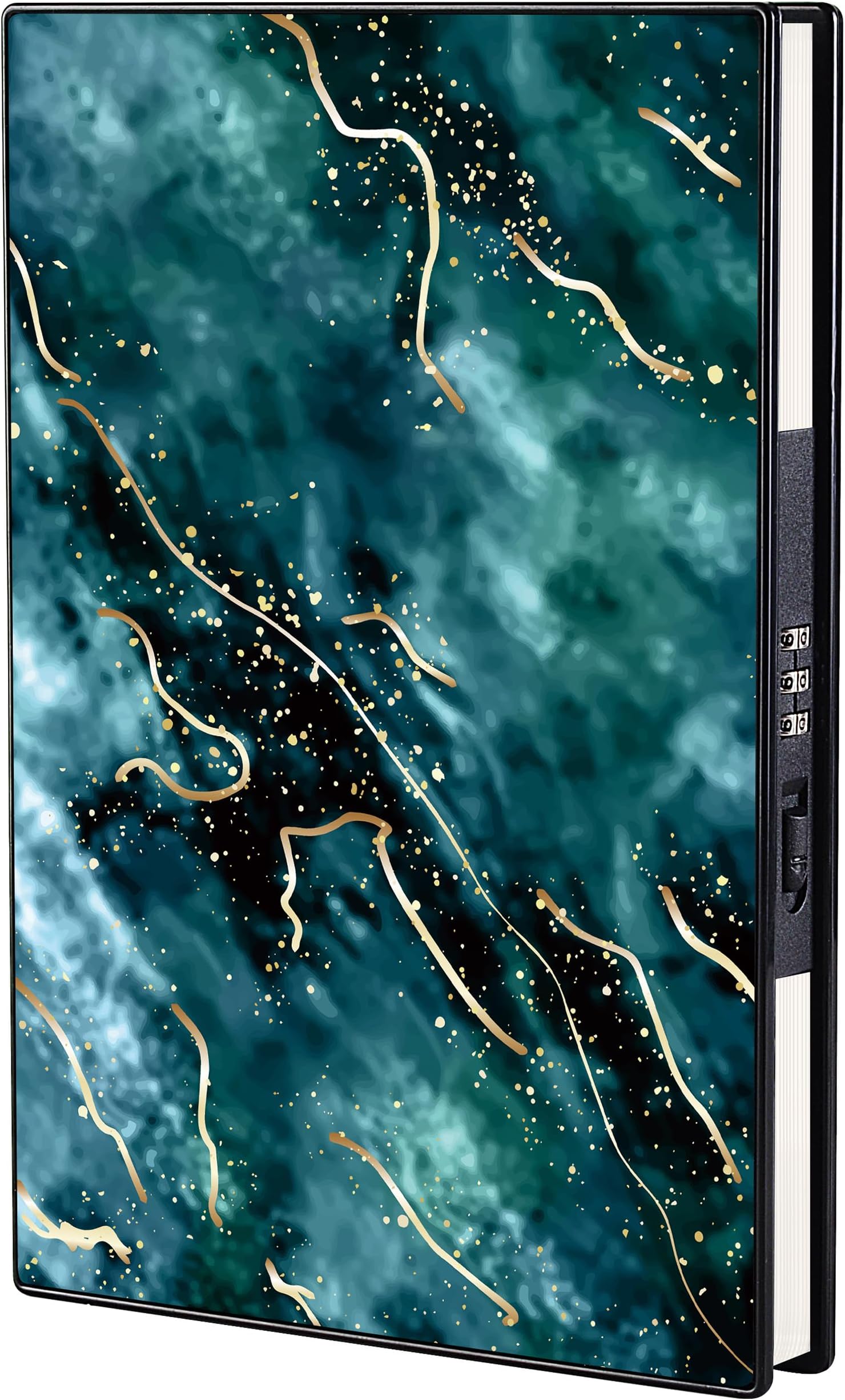 Marble Diary for Girls with Lock, Hidden Password Writing Travel Diary Hardcover Leather A5 Lined Notebook Blue(8.5 x 5.9 inch)