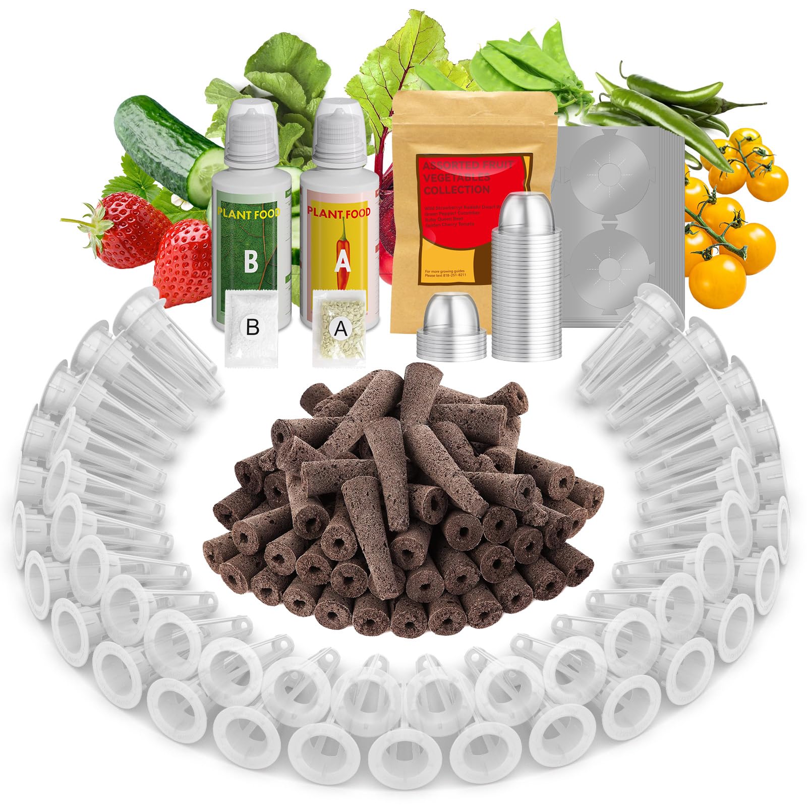 inbloomFruit Seed Pod Kit for AeroGarden, Ahopegarden, GARDENCUBE, MUFGA, iDoo Hydroponics Growing System, 50-Pods (350+ Seeds Include Strawberry, Tomato, Cucumber, Pea, Ruby Queen Beet)