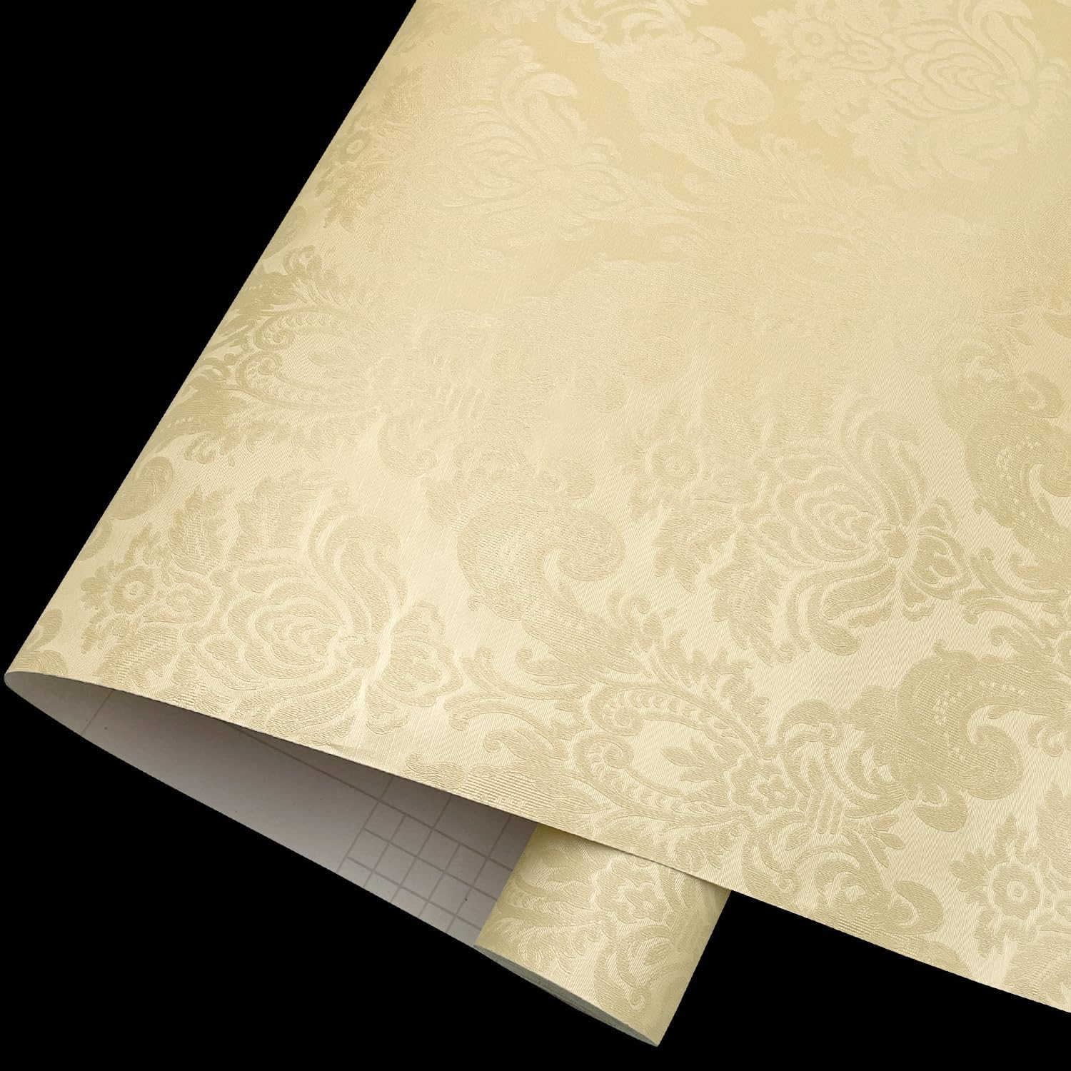 SimpleLife4U Peel & Stick Shelf Liner Waterproof Drawer Paper 17.7 Inch by 9.8 Feet, Beige Damask image 5