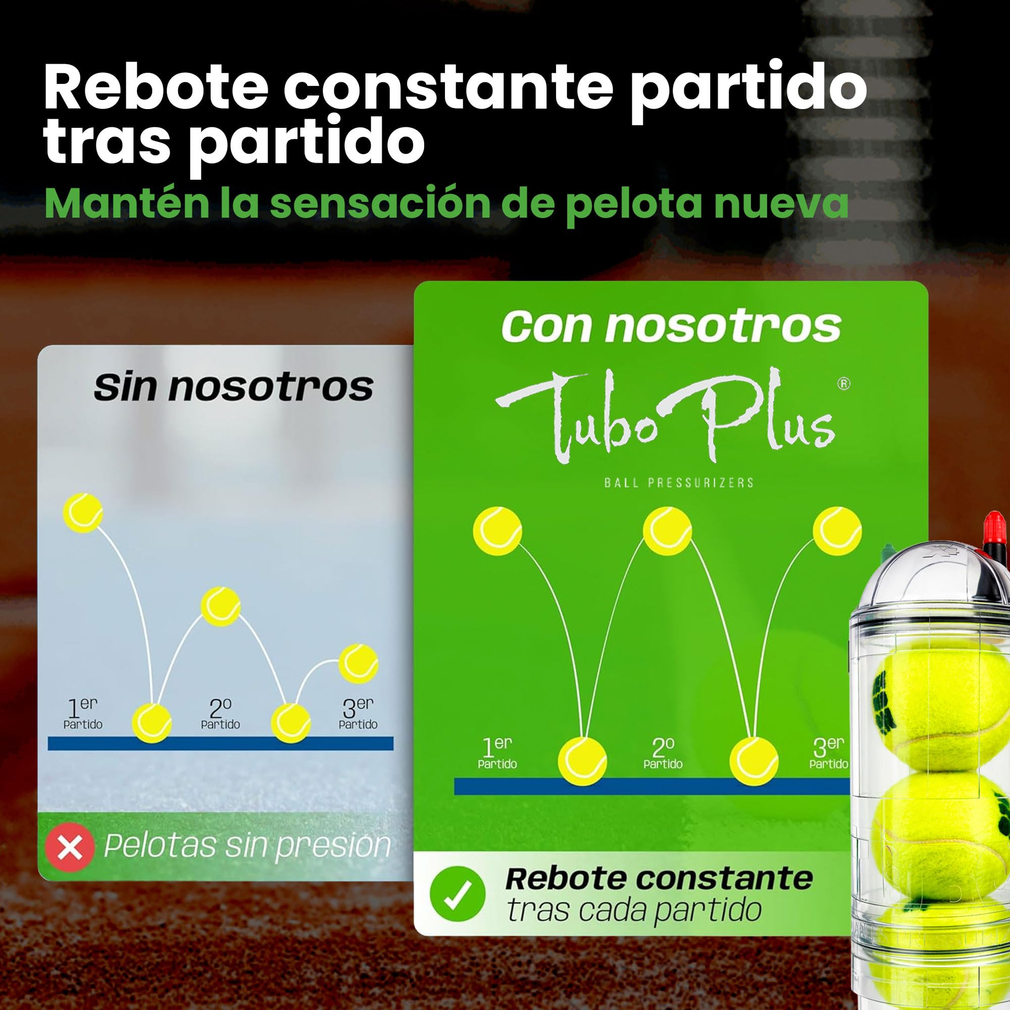 TUBOPLUS - Barca pressurizzatrice per palline da paddle e tennis | TUBOX4 Crystal | Compressore per palline | Accessori indispensabili
