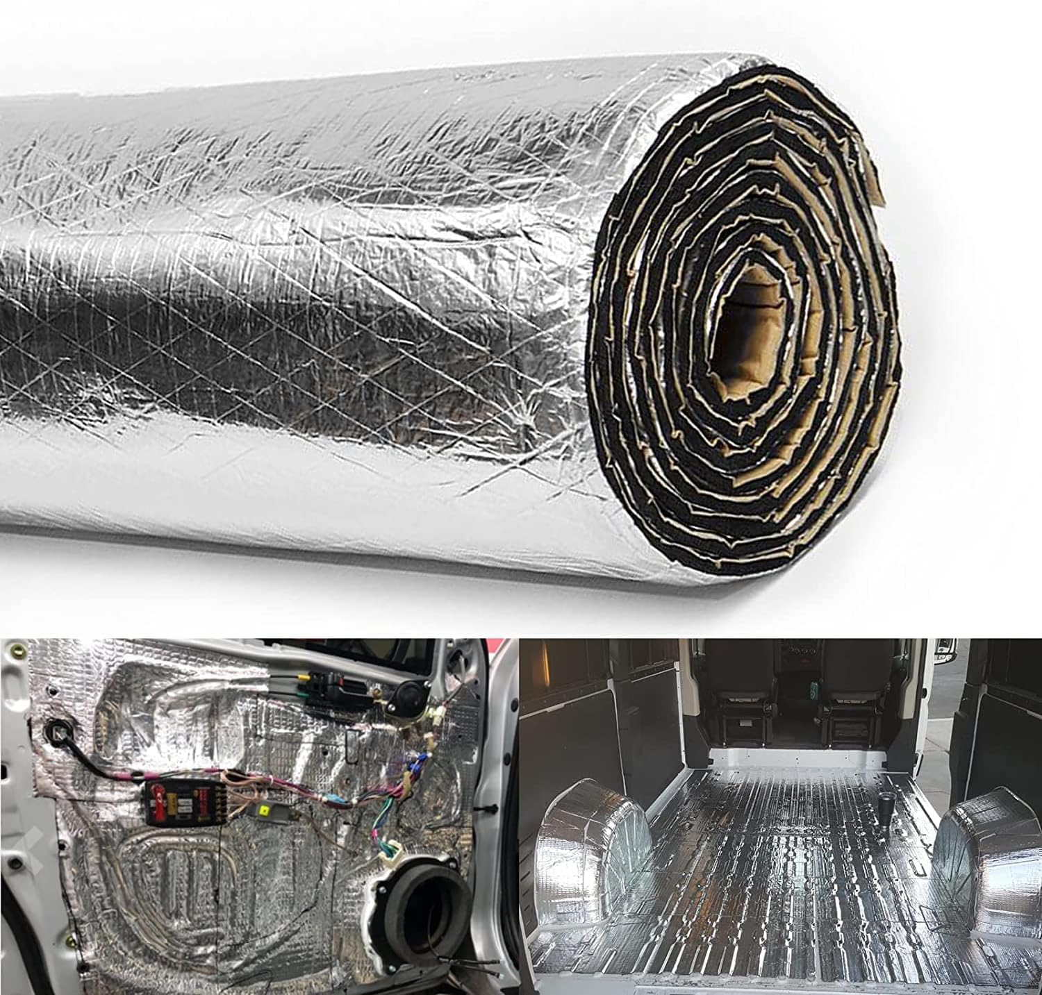 Heat Sound Deadening Insulation Mat, Noise and Heat Shield Insulation Closed Cell PE Foam, Vibration Dampening Material, for Car Hood Trim Roof Door and Trunk, 80x20 inch, 394mil(10 mm)