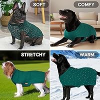 Vista 4 de KYEESE Suéter para perros grandes con agujero para la correa, suéter cálido con hilo reflectante para macho, grueso y elástico, abrigo de invierno