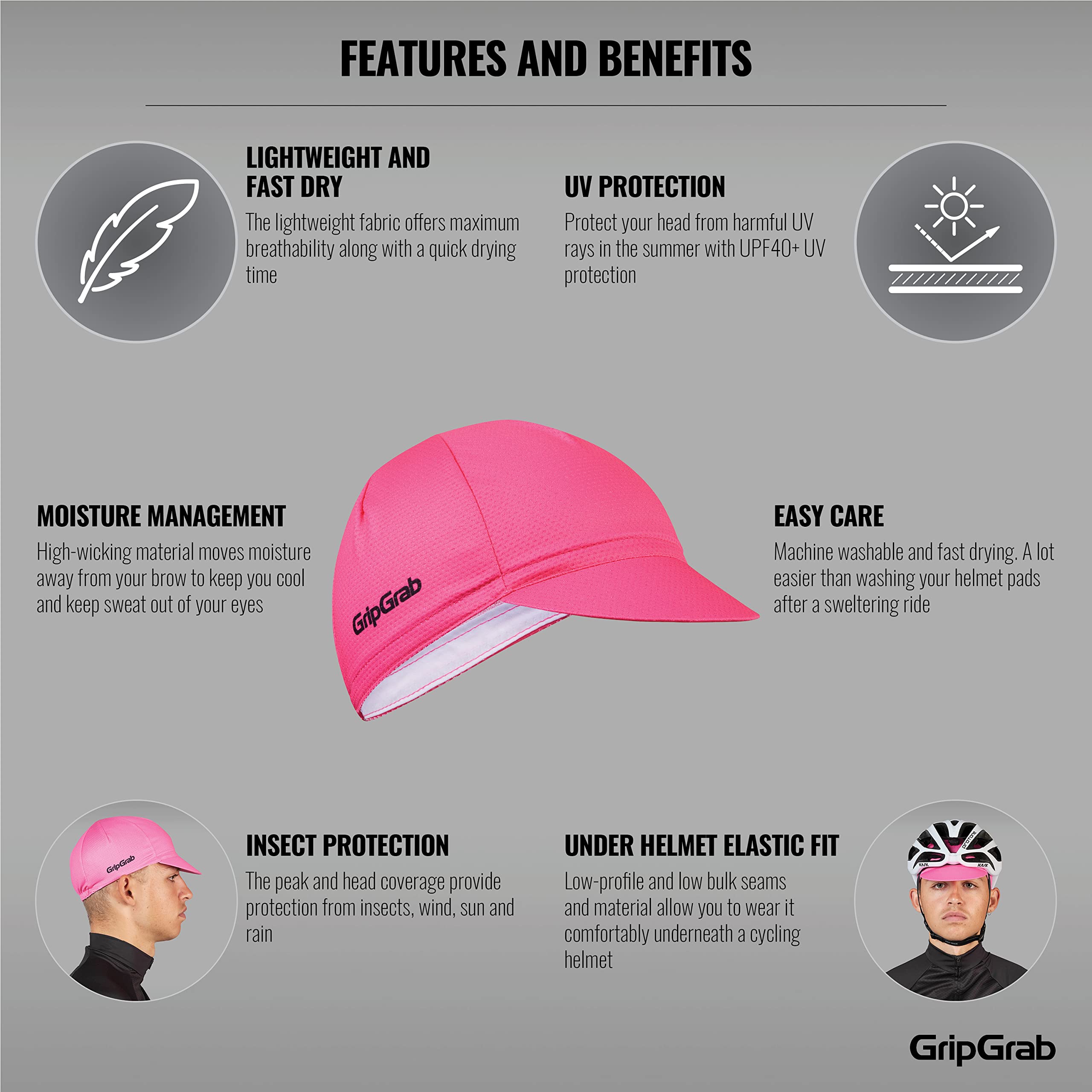 GripGrab Lekka czapka na lato Cycling Cap ochrona przed promieniowaniem UV kask rowerowy czapka retro kolarstwo siatka ochrona przed muchami czapka rowerowa