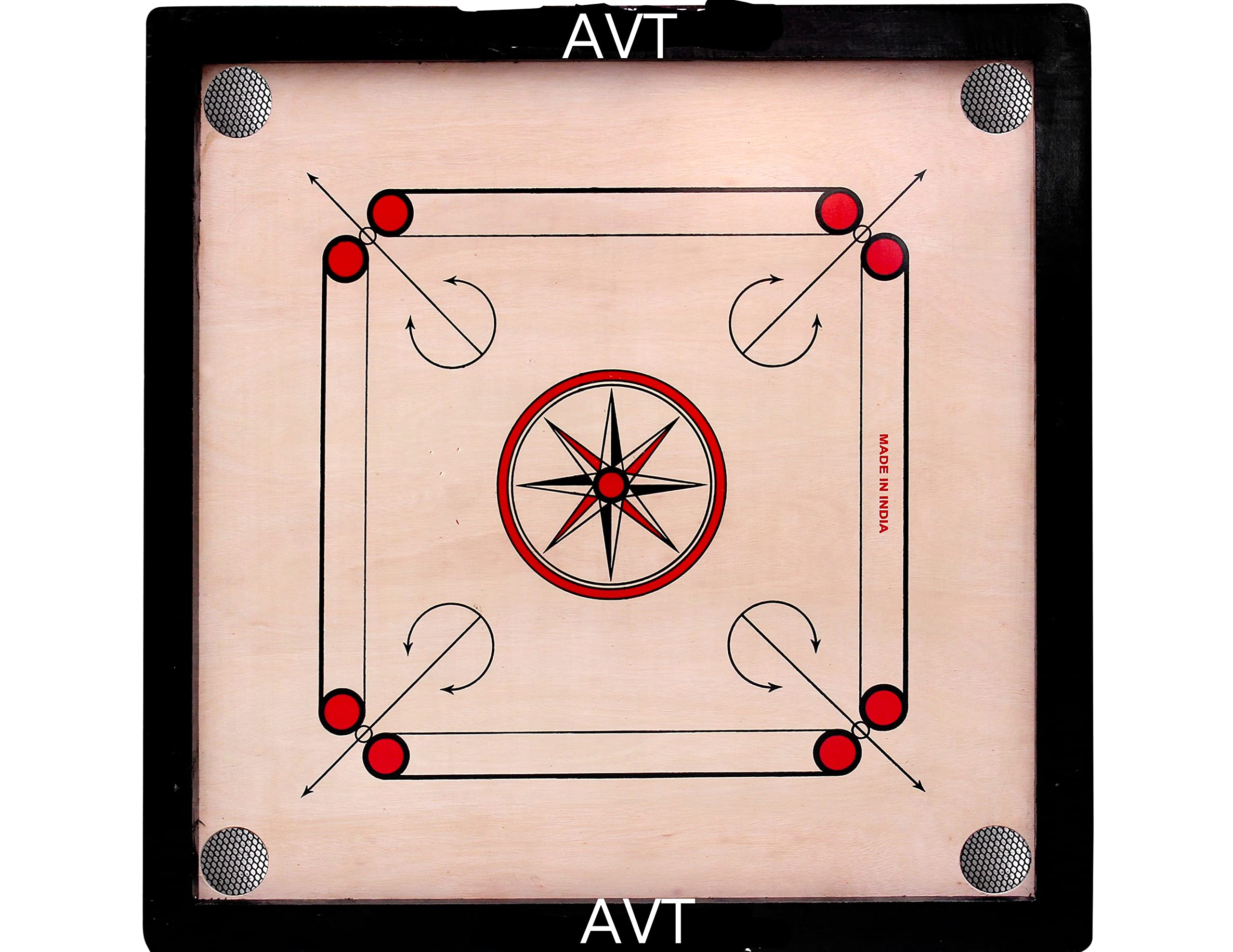 AVT Full Size 32 inch Carrom Board and Wood Coins Striker Powder Brown Color
