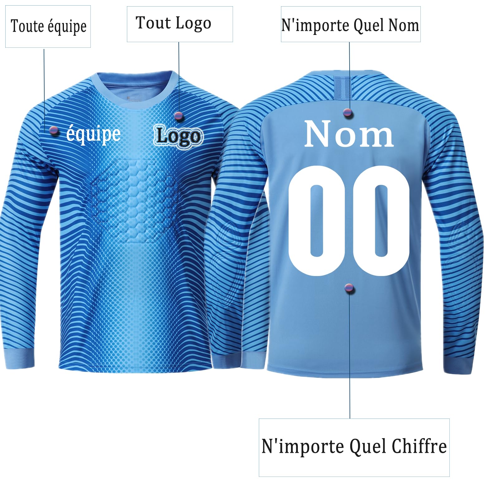 Personnalisez Le Maillots de Gardien de Football Garçon Personnalisés Maillot Gardien de But Enfant Hommes Femmes Tenue Gardien