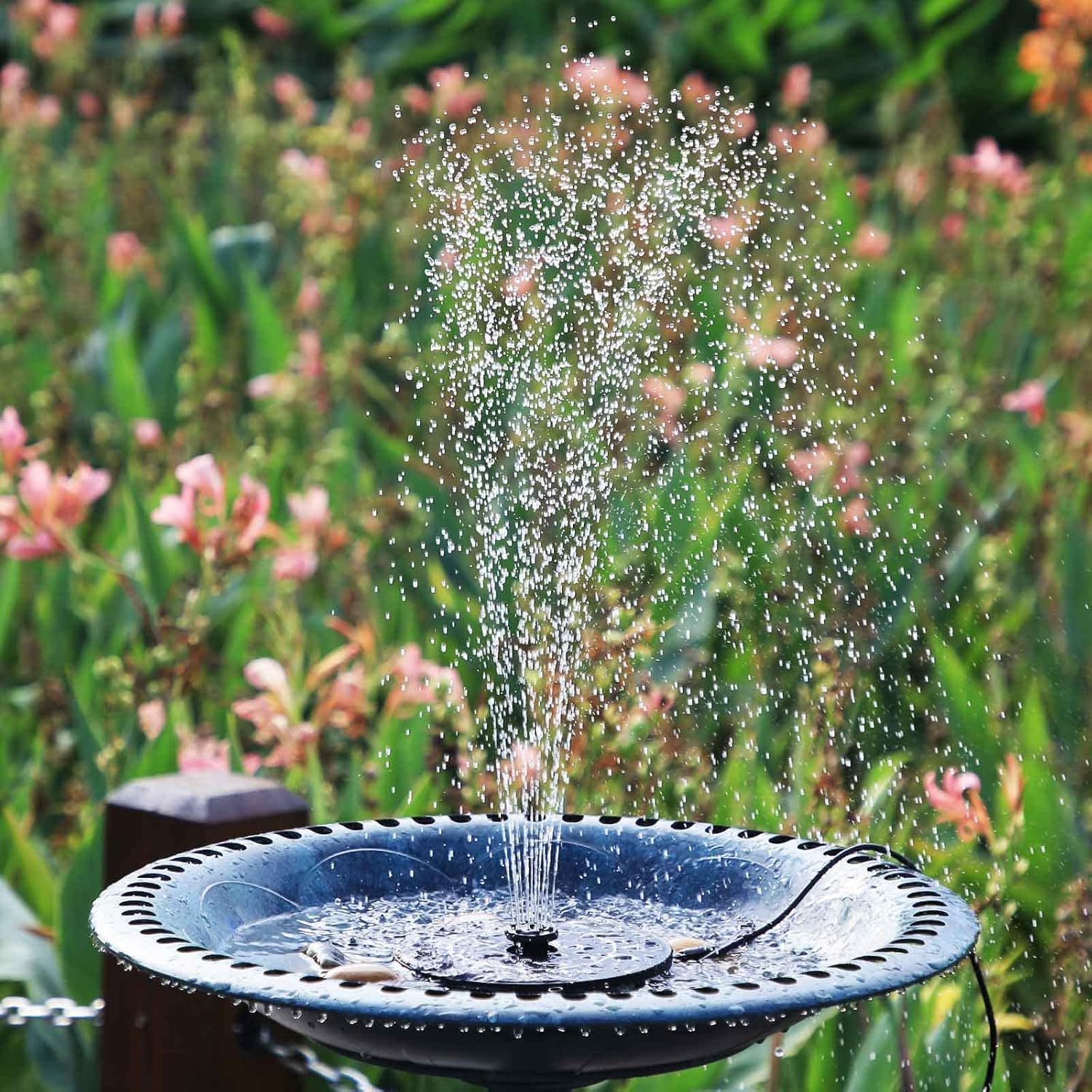 AISITIN Fontana Solare da Giardino Esterno 2,8W Fai da Te con Pannello Rimovibile e Supporto Fisso Pompa ad Energia Solare con 8 Effetti e Prolunga da 3 metri Ideale per Giardino,Stagno,Vasca Uccelli