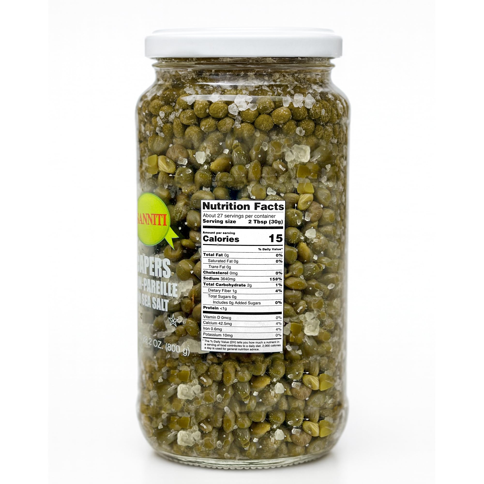 Sanniti Spanish Capers Non-Pareille in Sea Salt, 28.2 Ounce