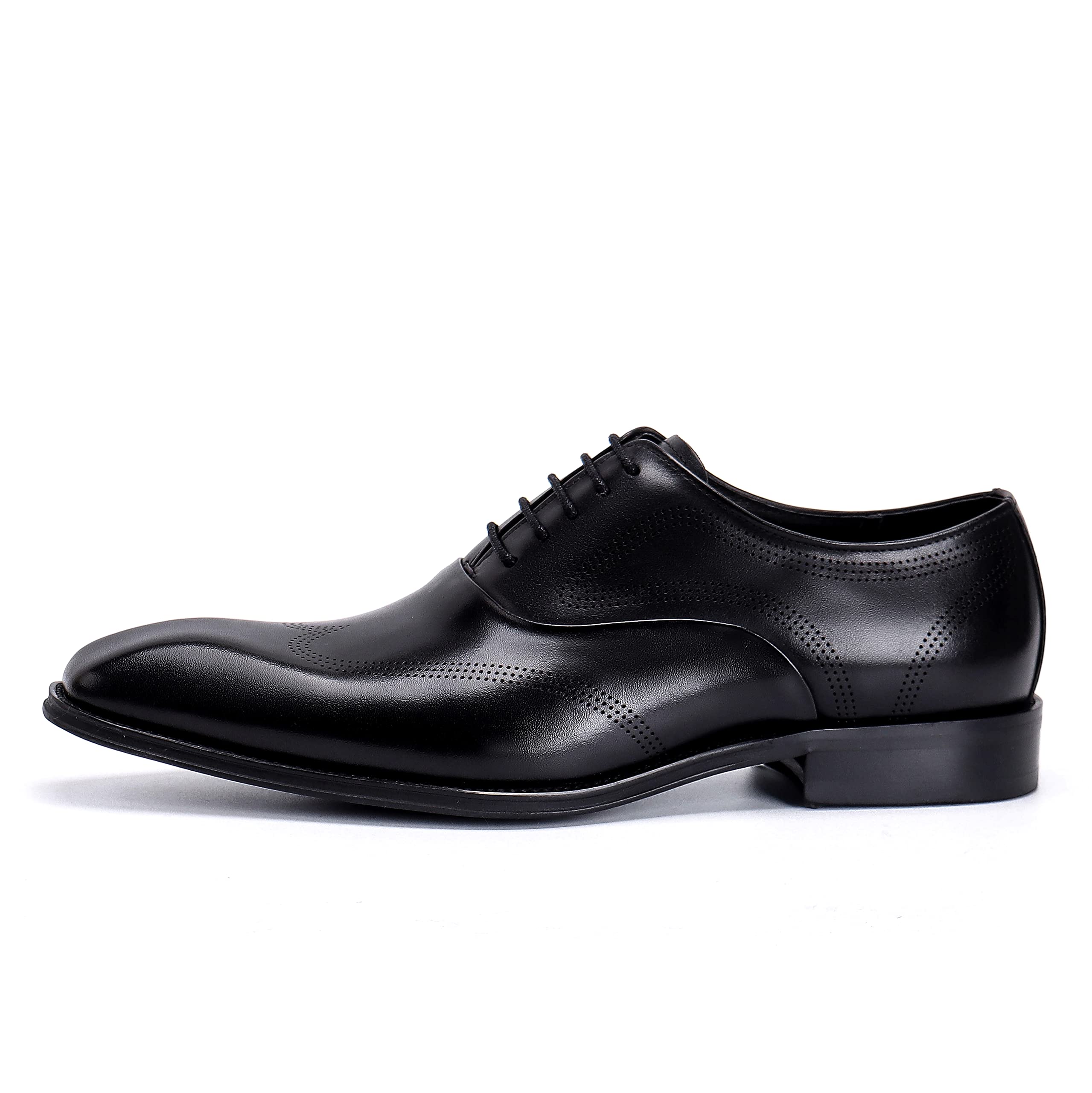 Oxfords Casuales Negocios para Hombres Brogues de Vestir Formales Trabajo Zapatos Bajos con Cordones en Cuero Genuino