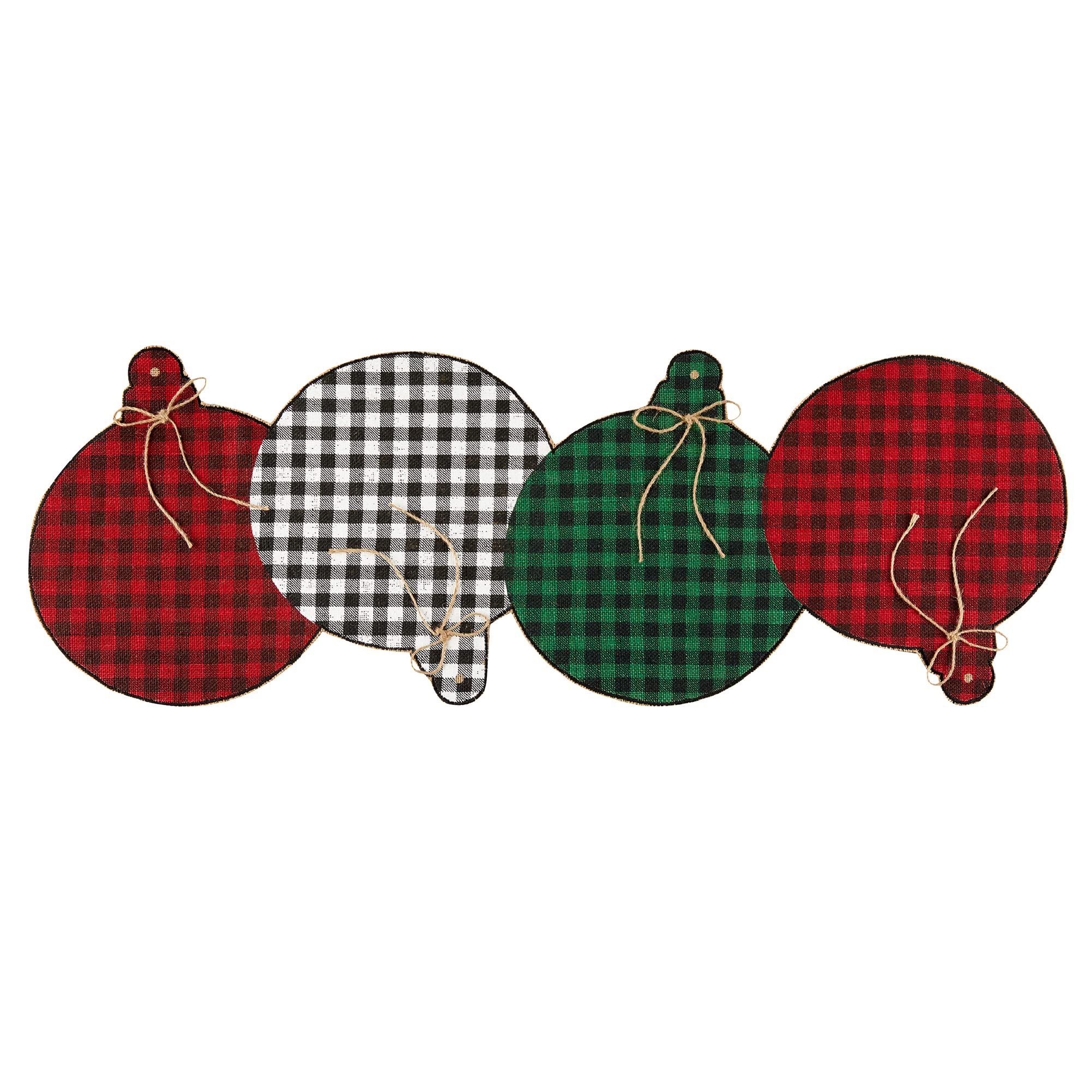 elrene home fashions farmhouse living holiday rustic ornaments burlap centerpiece runner, 13" x 36" (table, multi)