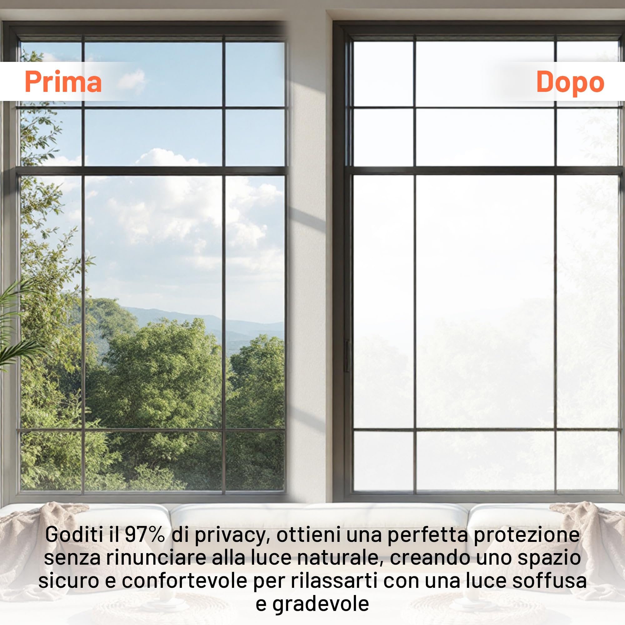 Perfect Cover Pellicola Anti Sole per Finestre, Pellicola Opaca Finestra, Window Film Privacy con Spatola, Pellicola Adesiva per Finestre Anti UV per Bagno, Cucina, Ufficio, Casa (120x300)