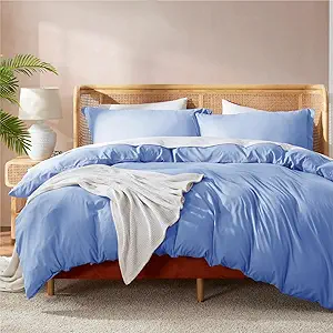 Nestl Calm Blue Duvet Cover Queen Size - Soft Double Brushed Queen Duvet Cover Set, 3 Piece, with Button Closure, 1 Duvet Cover 90x90 inches and 2 Pillow Shams