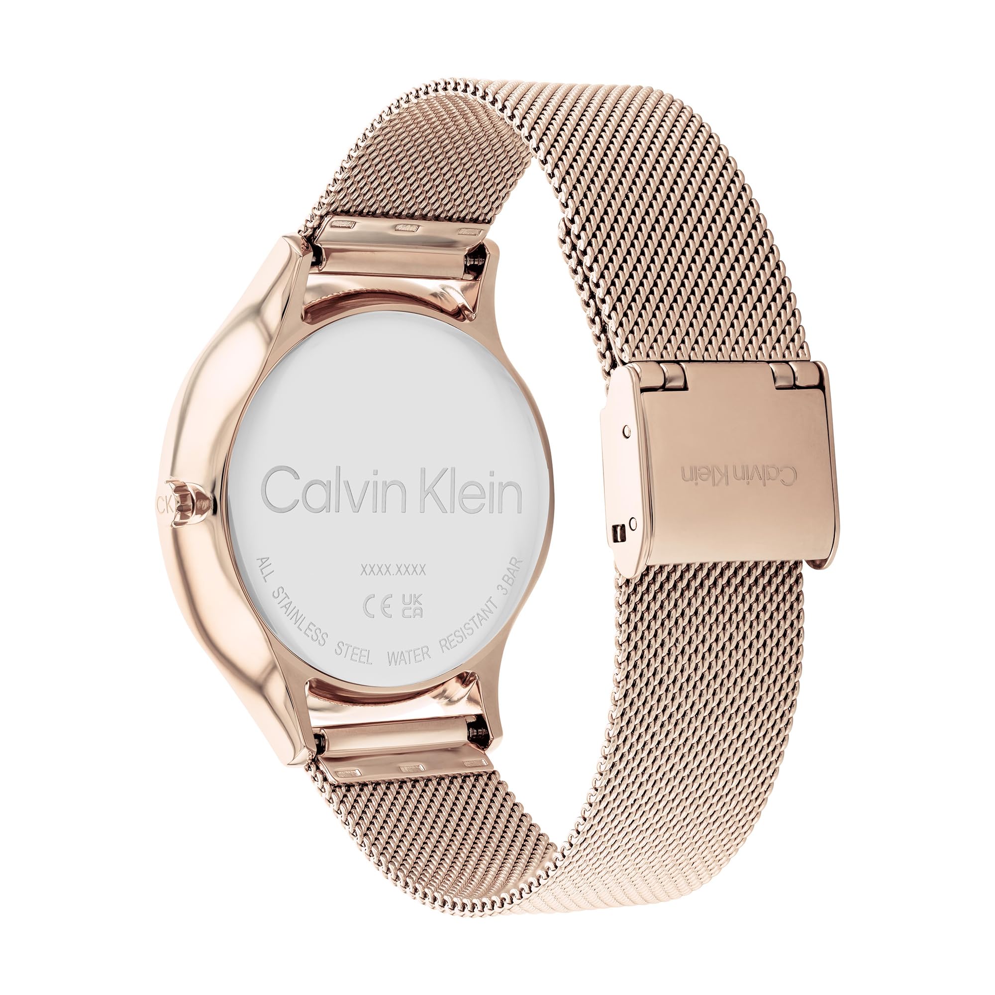 Calvin Klein Reloj Analógico de Cuarzo Multifunción para Mujer con Correa de Malla de Acero Inoxidable