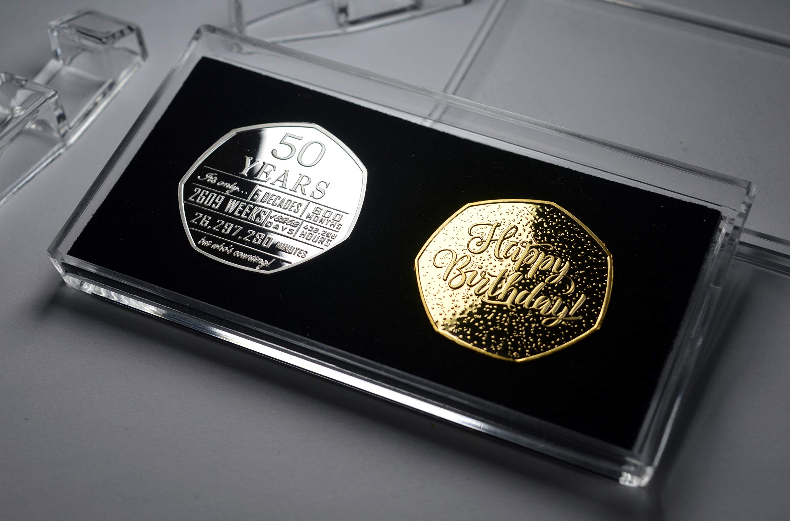 The Commemorative Coin Company Pair of 50th Birthday Silver & 24ct Gold Commemoratives in 50p Coin Display Case. Gift Present Party/Celebration Ideas 50 Fifty Years
