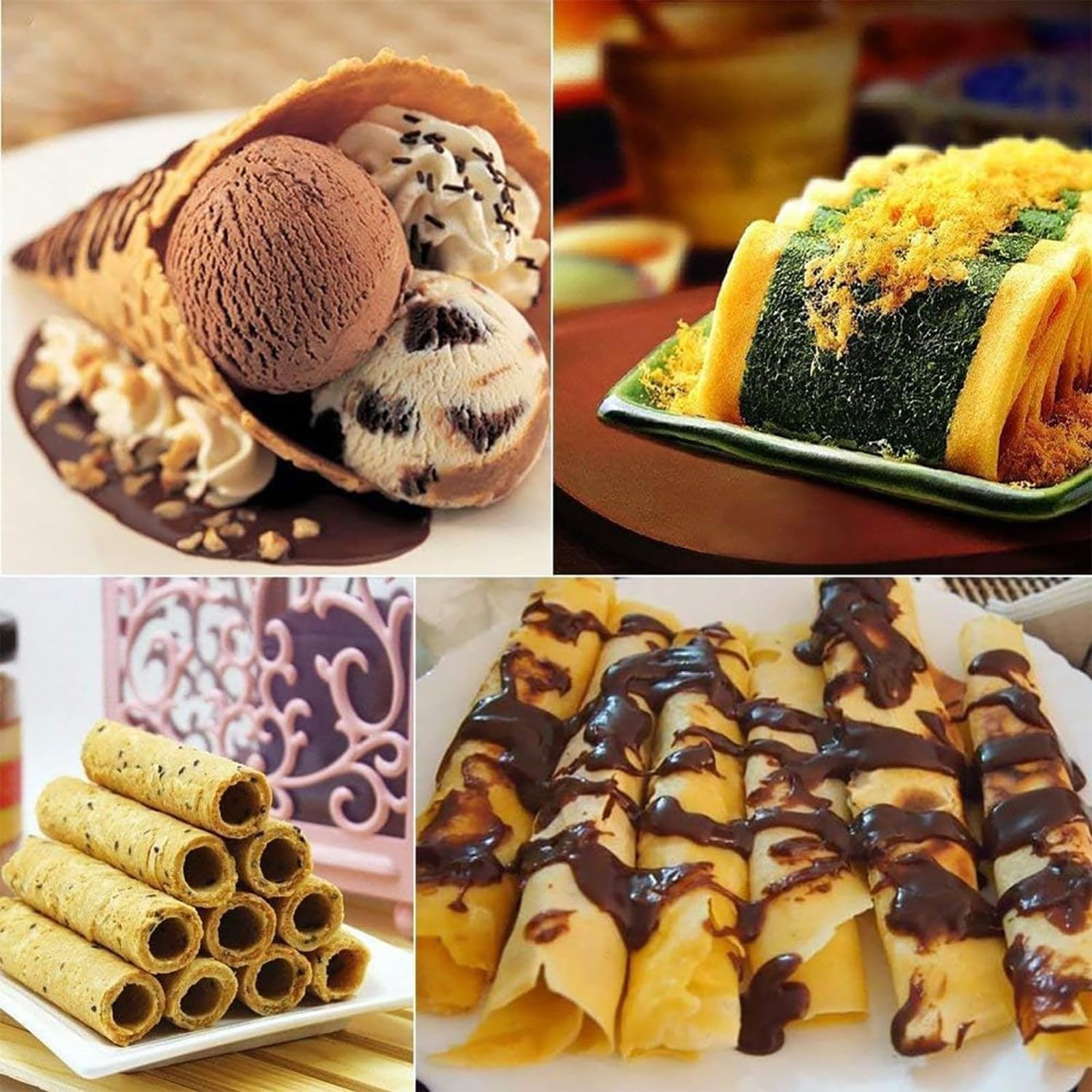 Rullo per cialde, stampo antiaderente in acciaio inox per uova croccanti, gusci di pasticceria, cialde gelato fai da te, per panetterie domestiche e cucine