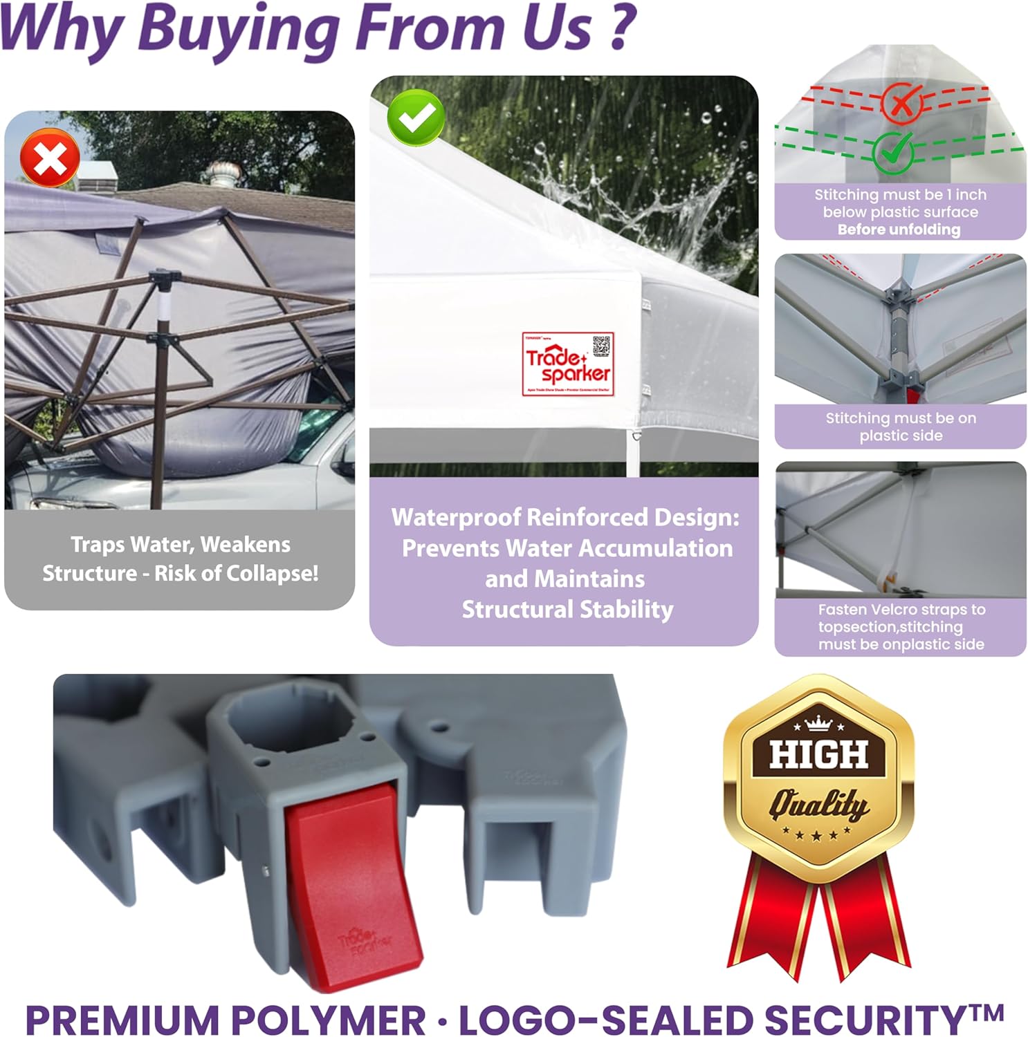 Tradesparker 10×10 Pop Up Canopy Tent-Commercial Instant Shelter-Trade Show Canopies with 2 Panel Sidewall, LED Curtain & 4 Dual-Row Casters,Weight Kit for Beach,Events,Parties,Gazebo Shade,Black