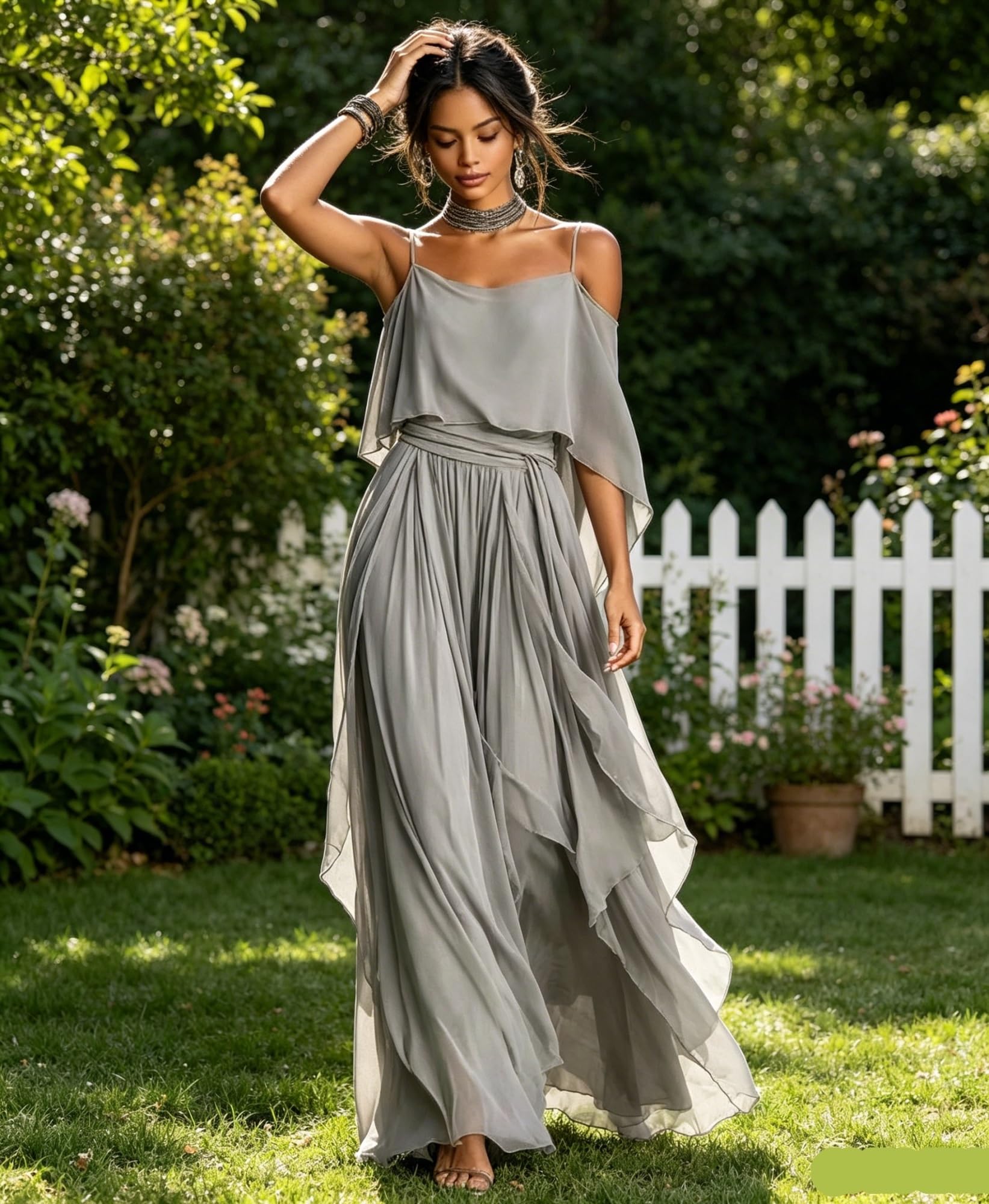 Genérico Conjunto Dos Piezas Elegante Mujer, Top con Hombros al Descubierto y Pantalones Palazzo Anchos Fluidos, Ropa de Verano para Bodas y Eventos Nocturnos