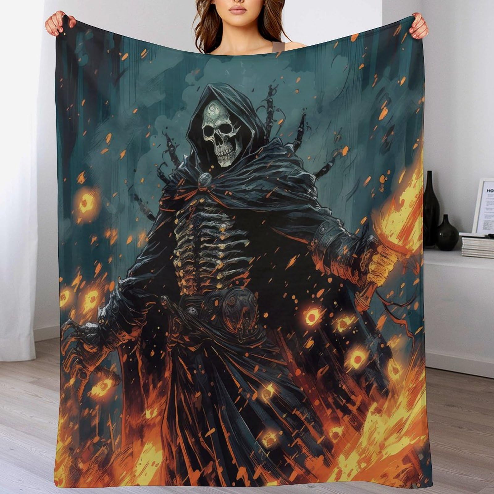 Couverture en flanelle Black Fire Leach 130x150 cm pour canapé