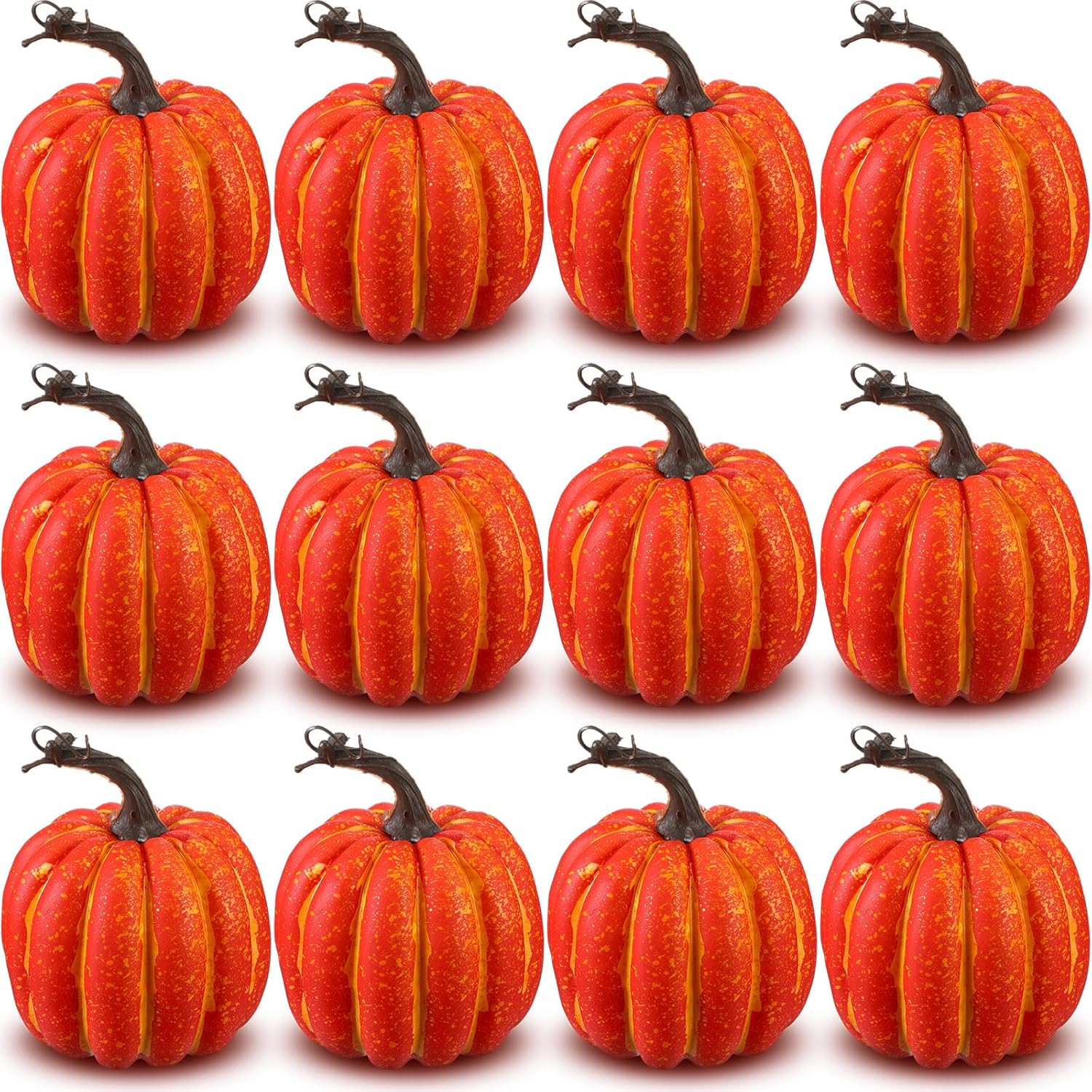 Liliful 12 Pcs 4.7 x 5.2'' Foam Pumpkin Artificial Pumpkins Foam Fake Pumpkins Halloween Pumpkin Decorations Fall Harvest Simulation Pumpkins Decor for Thanksgiving Baby Shower Party Kitchen (Orange)