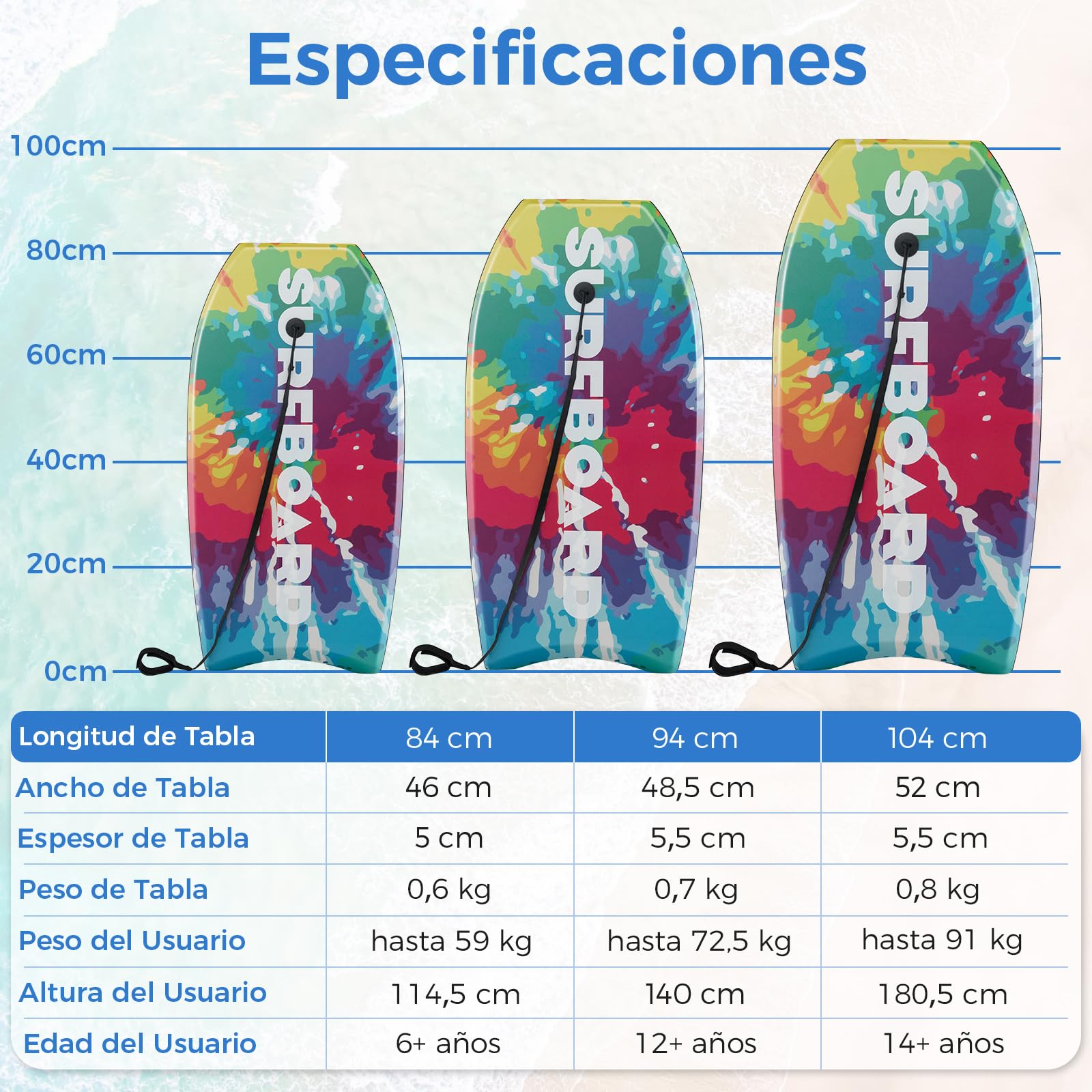 COSTWAY Tabla de Surf de 33 Pulgadas, Tabla Bodyboard Unisex con Núcleo EPS, Fondo HDPE, Cola Crescent, Doble Canal y Correa de Muñeca