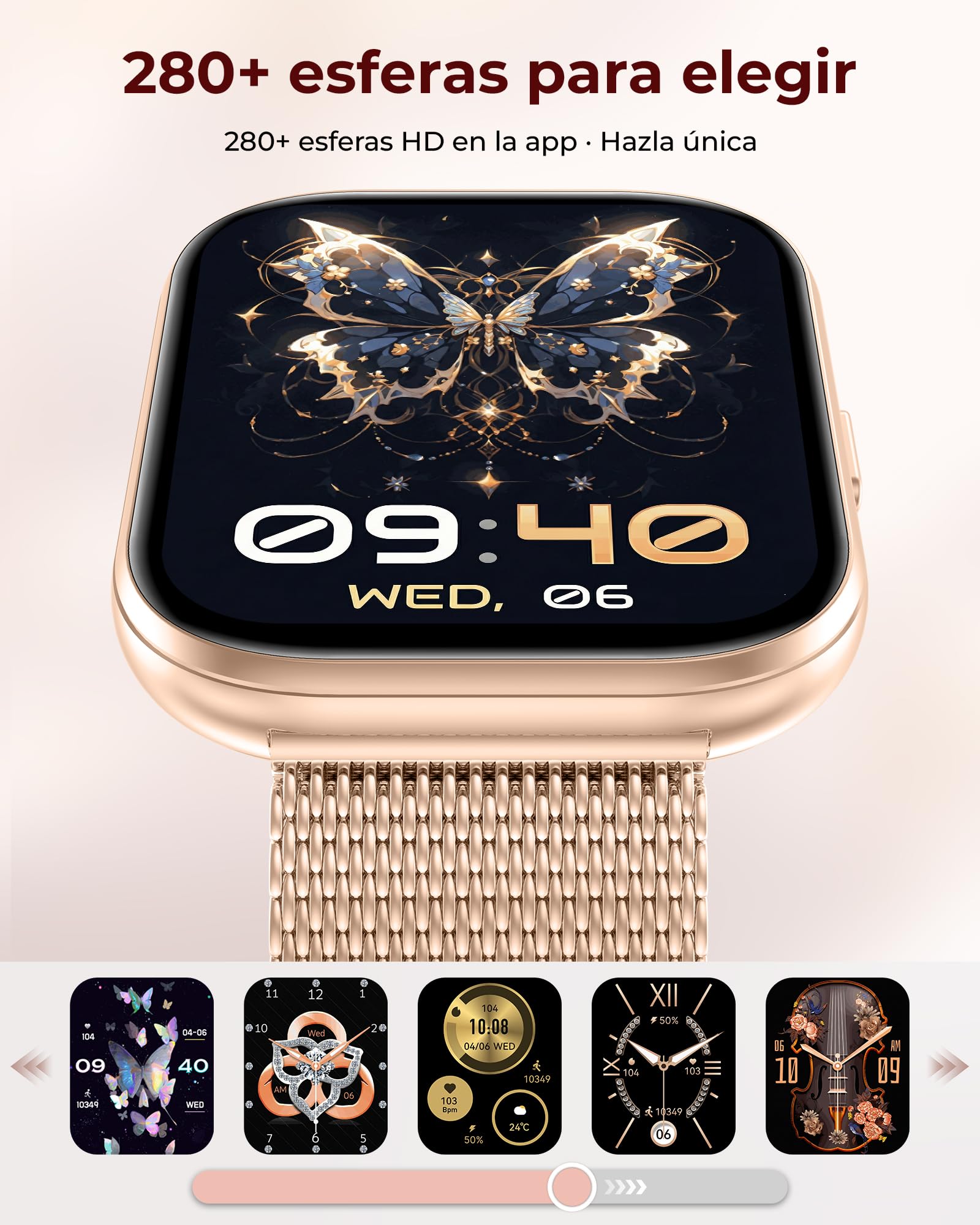 Iaret Reloj Inteligente Mujer, Regalo con 4 Correas Intercambiables y Charm, Smartwatch de 1,75", Llamadas Bluetooth, Ritmo Cardíaco SpO2 Sueño, 120+ Modos Deportivos, Compatible con Android iPhone