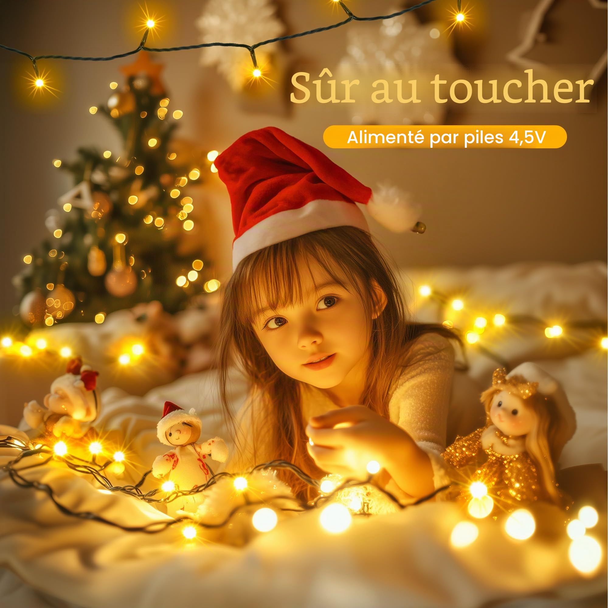 Auriostar Guirlande Lumineuse Pile, 20m 200LEDs Lumineuse Sapin de Noel avec 8 Modes, étanche IP44 Guirlande Lumineuse à Pile Exterieure Intérieur pour Noël, Chambre, Jardin (Fil Vert)