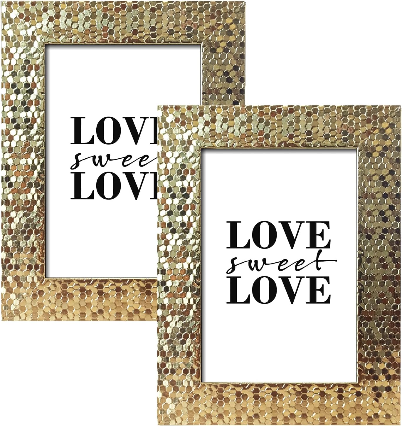 ArtbyHannah 5x7 Inch Gold Picture Frames, Ornate Vintage Golden Photo Frames with Real Glass Cover for Tabletop Display or Wall Mount (2 Pack)