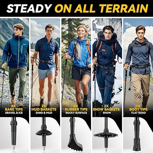 Miniatura 5 de Carbon Fiber Trekking Poles - Lightweight Collapsible Hiking Poles, 2 PCS Nordic Hiking Sticks for Travel, Backpacking Walking Sticks for Men,