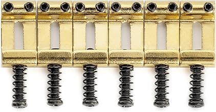 Musiclily Ultra 10,8mm Gehärteter Stahl Gebogene Vintage Saitenreiter für Strat Style E-Gitarre, Gold (6er Set)