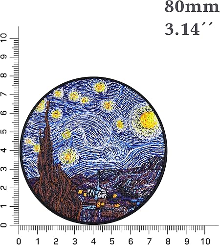 Miniatura 3 de Van Gogh - Parche bordado de noche estrellada para coser en el emblema, parche bordado de Vincent Van Gogh, aplique impresionismo, realismo,