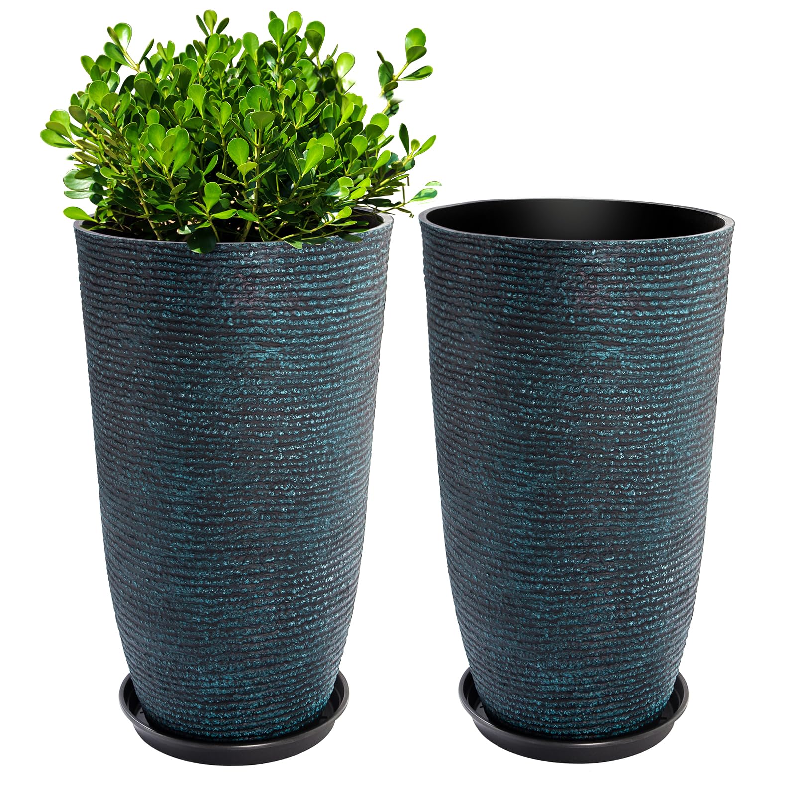 QCQHDU Set of 2 Large Tall Blue Planters