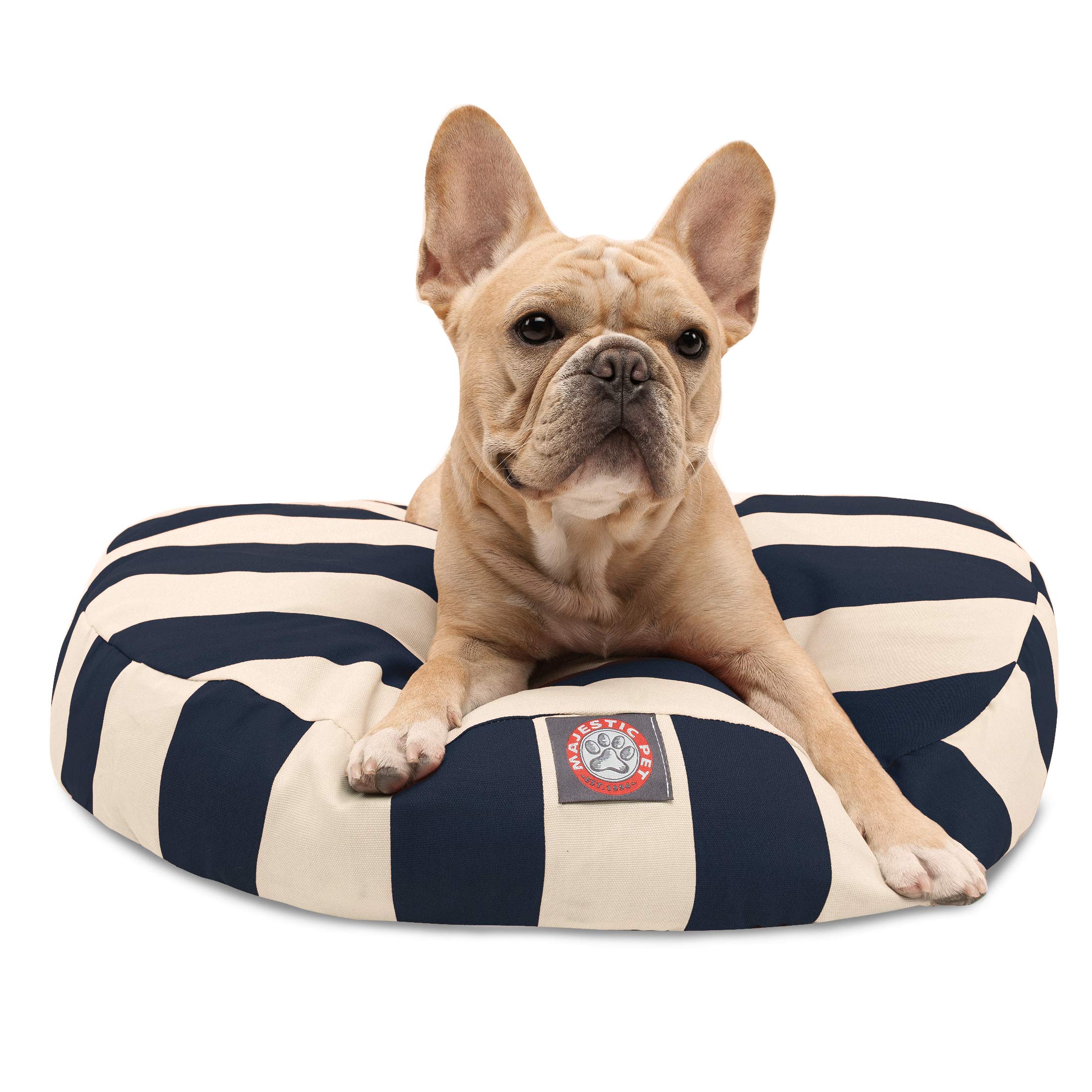 Housse amovible lavable pour ce lit pour chien Majestic Pet bleu marine rond