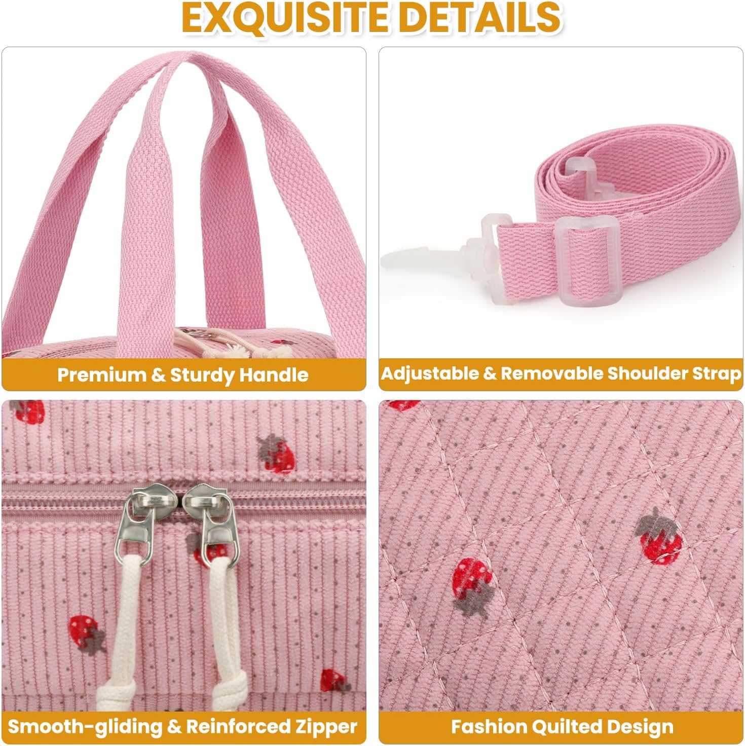 ELONGRIVER Corduroy Insulated Lunch Bag for Women Teen Girls image 5