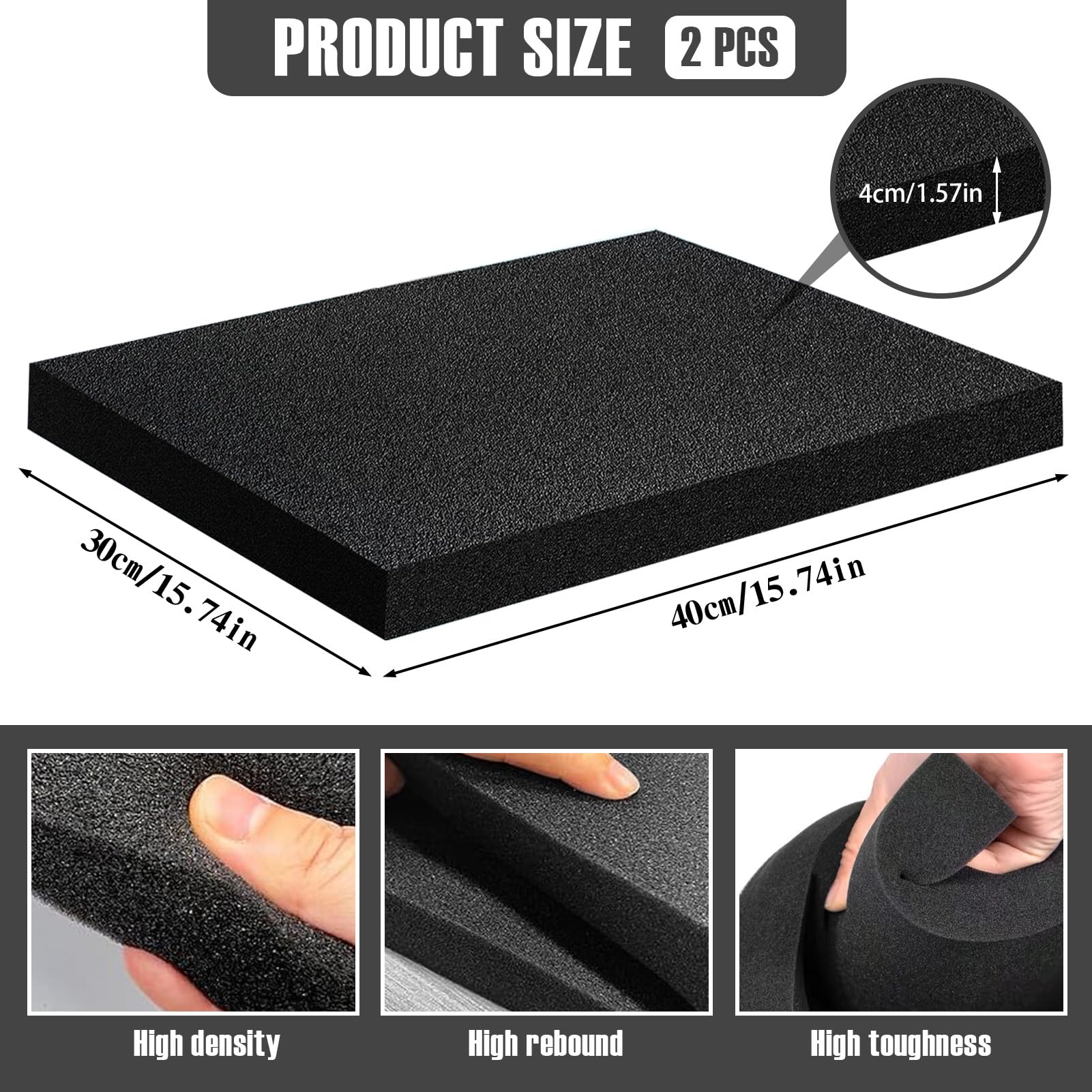 Espuma de Corte para Personalizar 2 Piezas 400x300x25 mm Poliestireno Extruido Insertos para Maleta Herramienta de Cuadrícula
