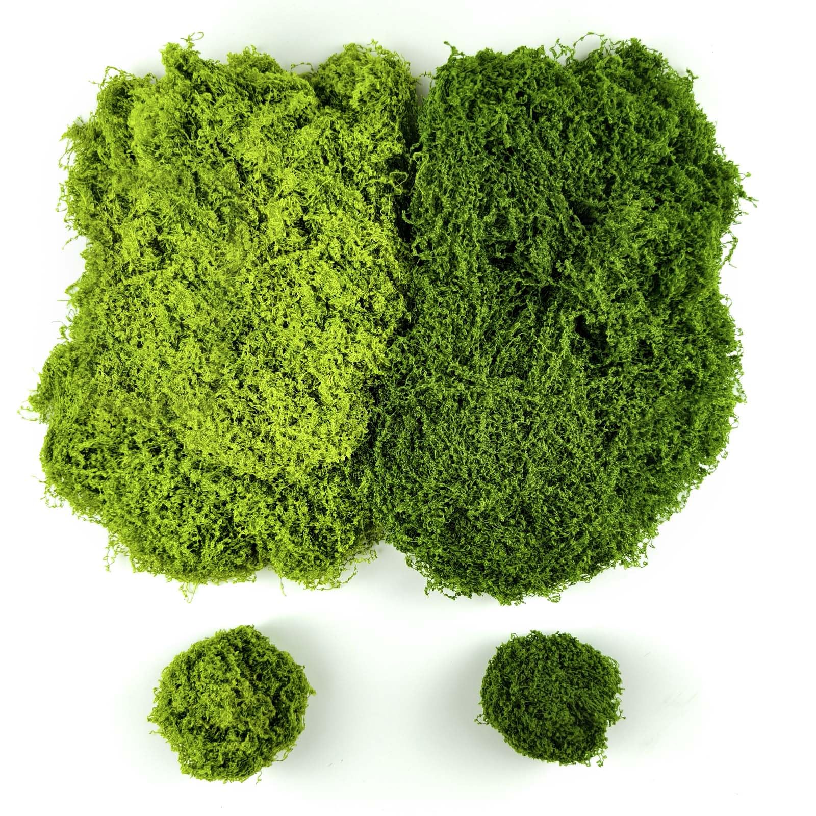 SHBAOCH 50g Dark + 50g Light Green Artificial Moss, Fake Moss Faux Lichen for Crafts, Versatile Decorative Moss for Planters Fairy Gardens Indoor Displays DIY Projects