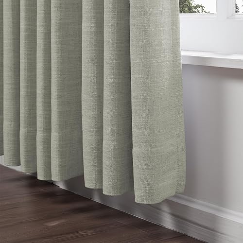 Miniatura 3 de ChadMade - Cortina de lino y poliéster de 50 pulgadas de ancho x 63 pulgadas de largo con forro opaco plisada para puerta corredera de patio, sala