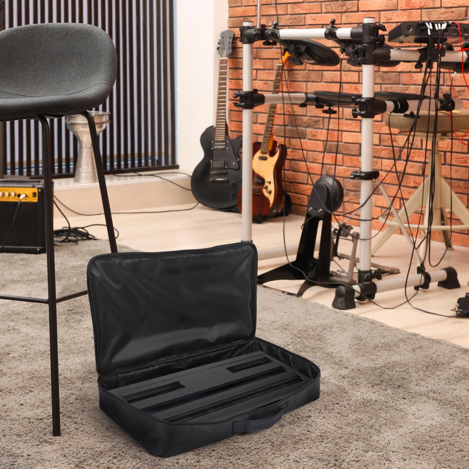 Effektpedalboard Tragetasche aus Strapazierfähigem Aufbewahrung für Gitarrenpedale mit Reißverschluss und Rutschfestem Griff Schwarz Geeignet für Gitarristen und Keyboardspieler