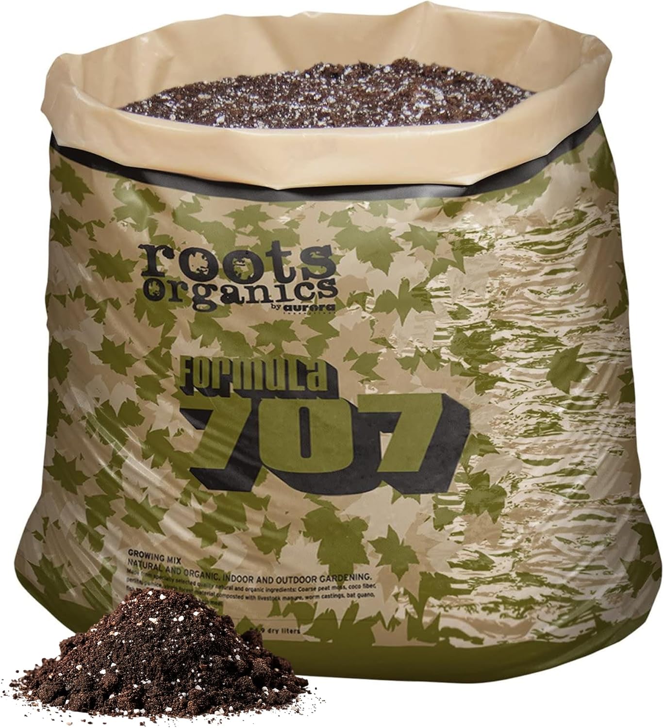 Roots Organic Formula 3 Cubic Feet 707 Growing Mix Peat, Compost, Coco Lawn Garden Large Container Water Retention Potting Soil in 30 Gallon Grow Bag