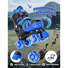NEMONE Roller Skates for Boys Kids Ages 4-6 5-8 6-12 8-12 with 4 Sizes Adjustable Light up Wheels, Todder Beginner Rollerskates Indoor Outdoor Sports Blue S